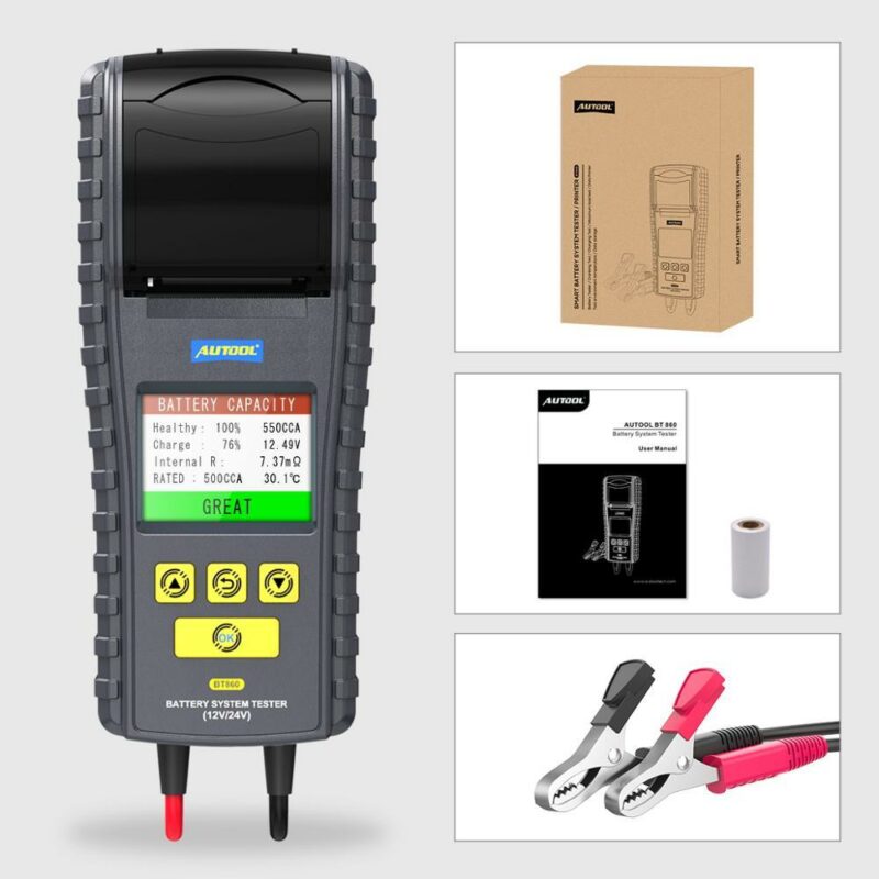 AUTOOL BT860 1224V Battery Tester with Printer & Temperature