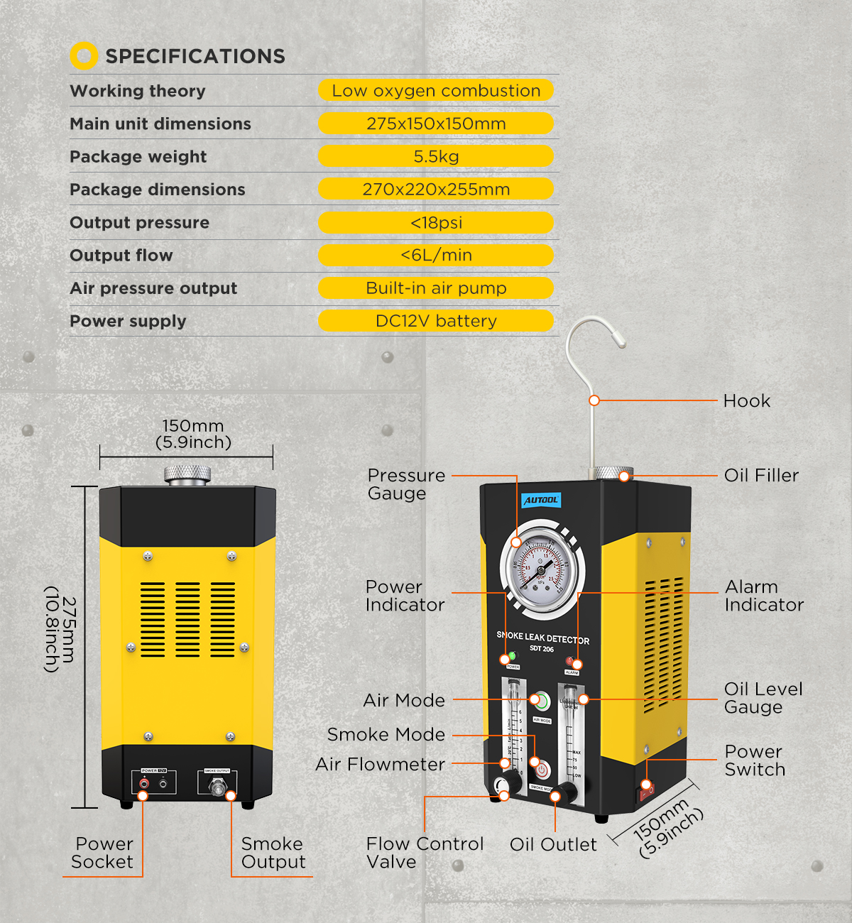 Autool Upgraded SDT206 Automotive Smoke Machine AUTOOL