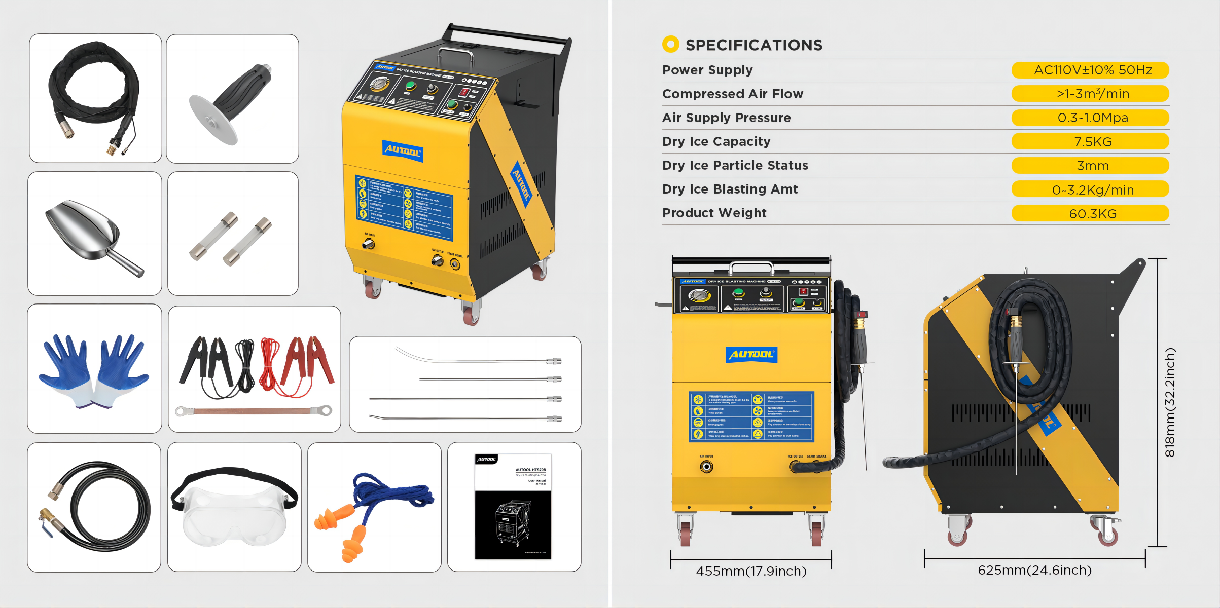 AUTOOL Automotive Dry Ice Blasting Cleaning Machine, Dry Ice Blasters  Cleaning, Dry Ice Blast Cleaners,Dry Ice Cleaning Machine Blaster,Dry Ice