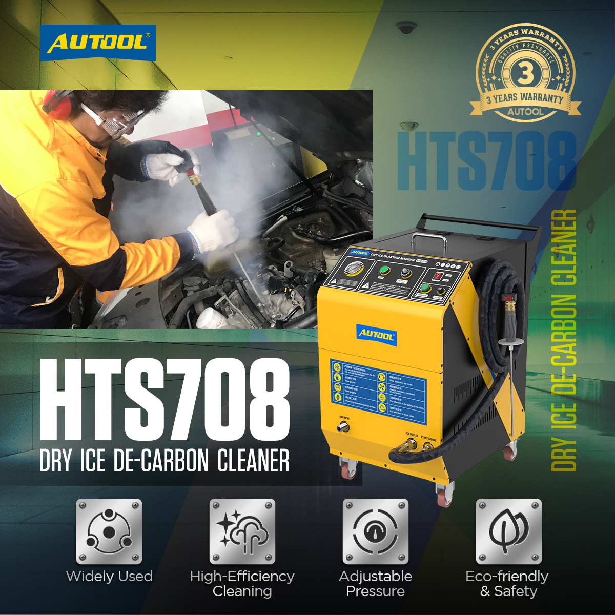 AUTOOL HTS708 dry ice Blasting machine is capable of cleaning various equipment. With this cleaning technique, on the one hand, it can avoid production interruptions due to downtime, and on the other hand, disassembly and damage to the equipment can be reduced, which essentially protects the equipment and increases productivity.