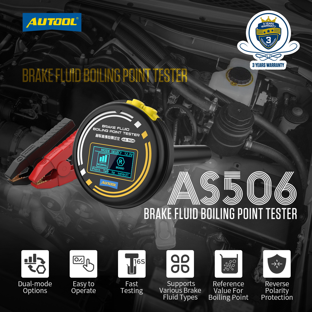 AUTOOL AS502 Universal Car Brake Fluid Liquid Oil Tester, 2.8 inch LCD Brake  Fluid Tester for DOT3 DOT4 DOT5.1 