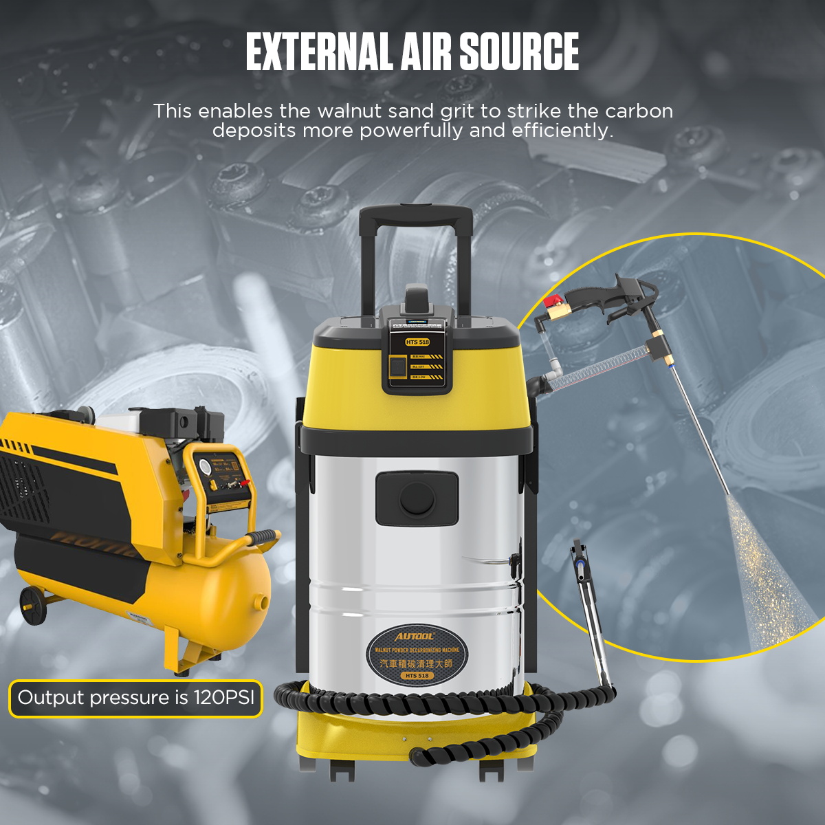 AUTOOL HTS518 Car Engine Carbon Deposition Cleaner Intake Pipe Valve