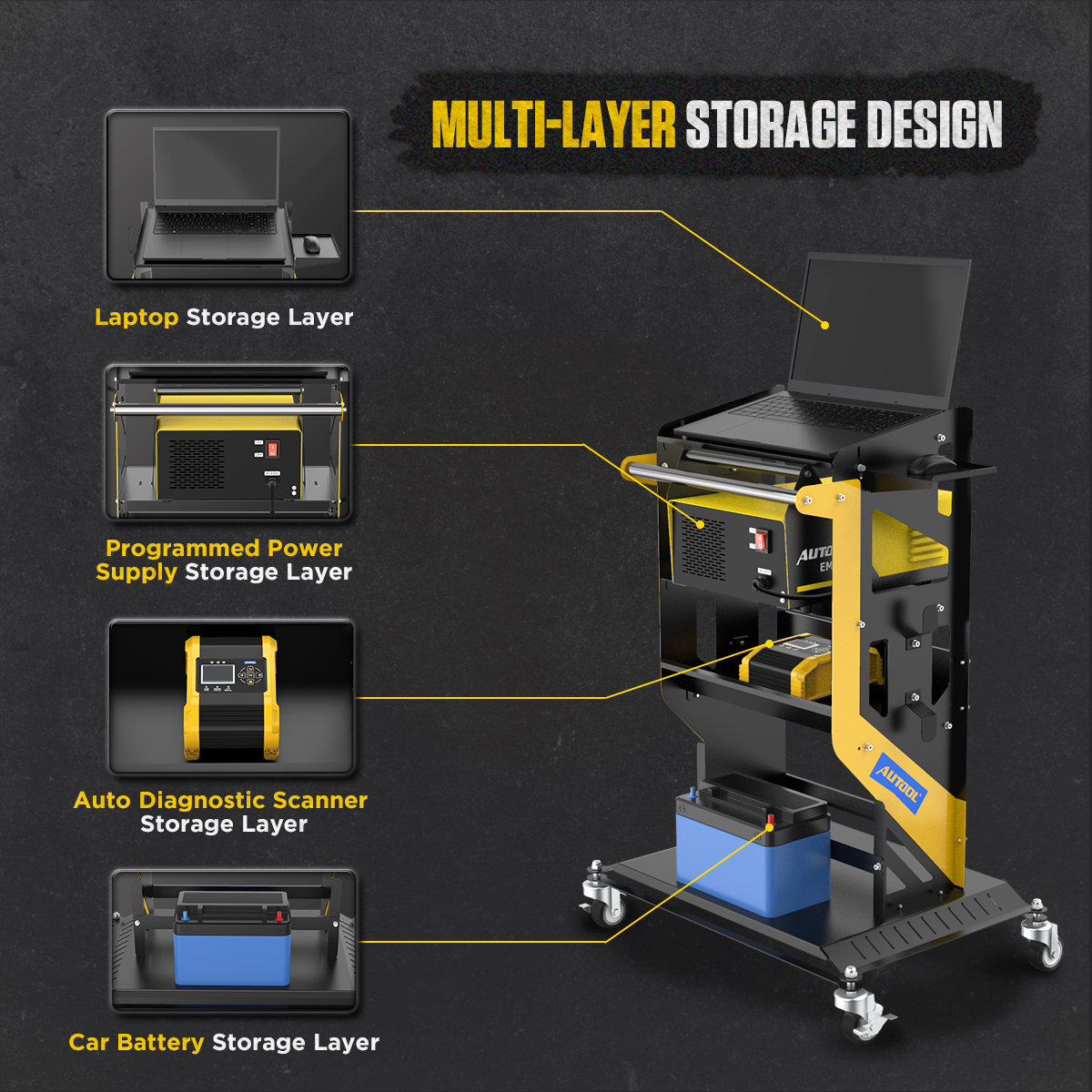 Airaj 3 Tier Rolling Tool Cart Carro Herramientas Mecánicas - Temu Chile